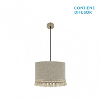 Distribuidor - Lâmpadas Diversas | Colgantes Moderno | COLGANTE VERA 2XE27 CUERO/BEIS REGX50X50 CM Ref: 186495014